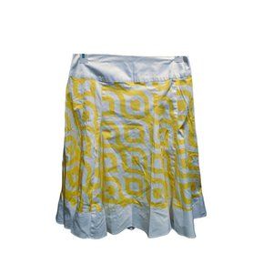 Sunny Taylor Yellow and White Stretch Cotton Flared Skirt Size 10